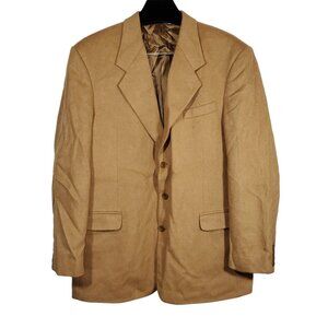 Moda Mancini Camel Hair Sport Coat Blazer Mens 44L Italy 3Btn Academia Casual